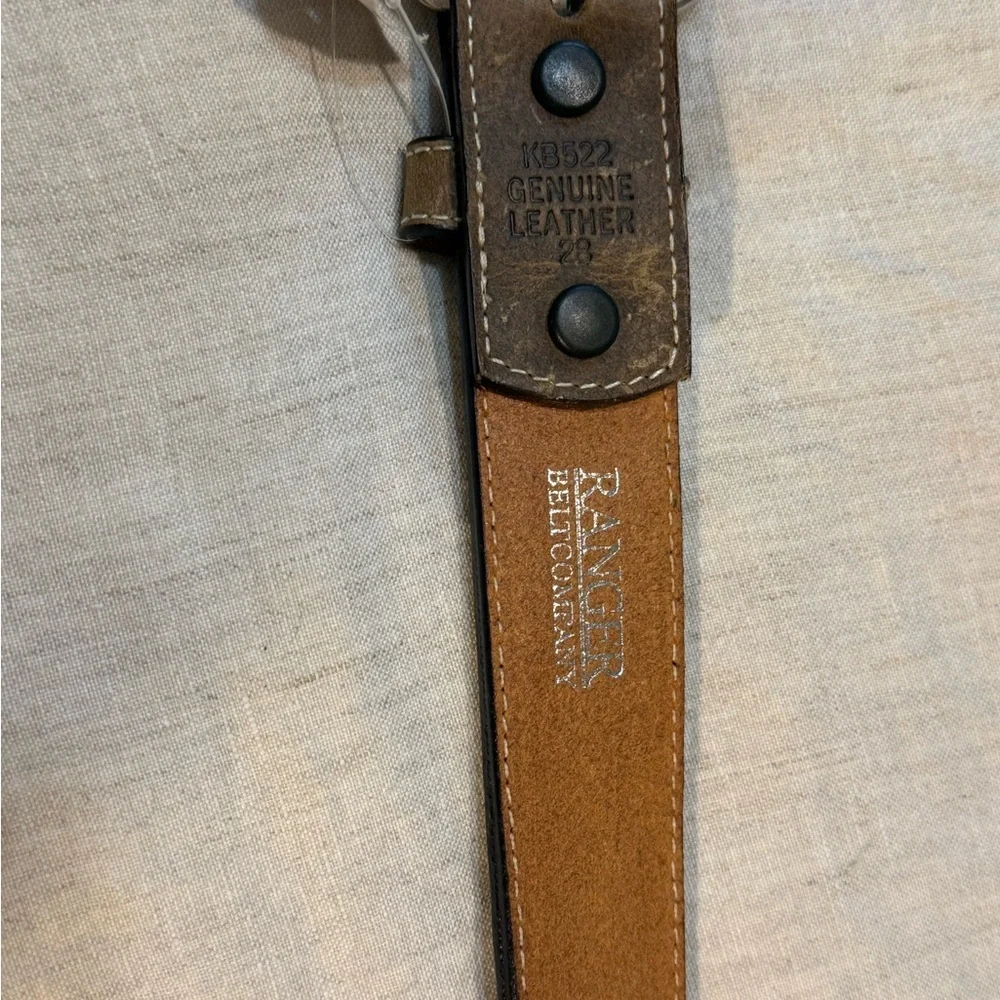 Ranger Leather brown Belt with Silver Buckle NWT boys size 28 #cowboy